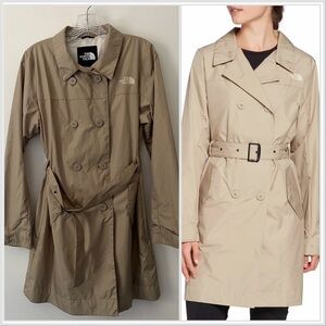 The North Face City Rain Trench Coat Double Breasted Beige Small